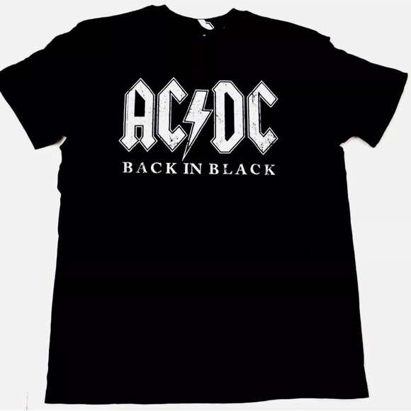 AC-DC Back In Black T-shirt AC DC Classic Hard Rock Band Tee Shirt - Picture 1 of 2